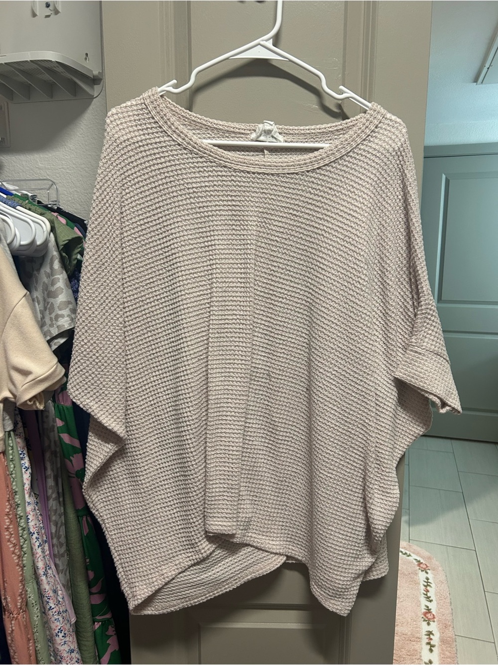 Waffle Knit Short Sleeve Sweater